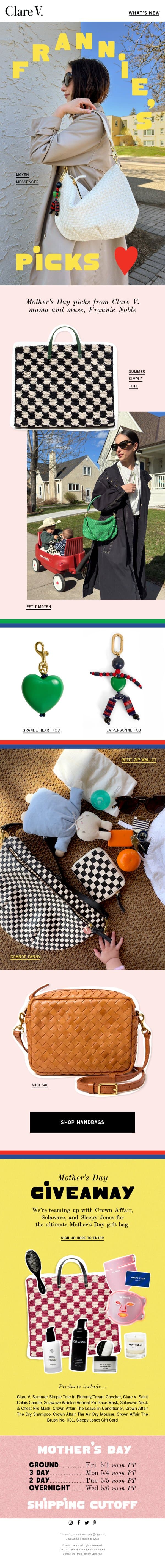 Gifts for Maman email from Clare V. screenshot