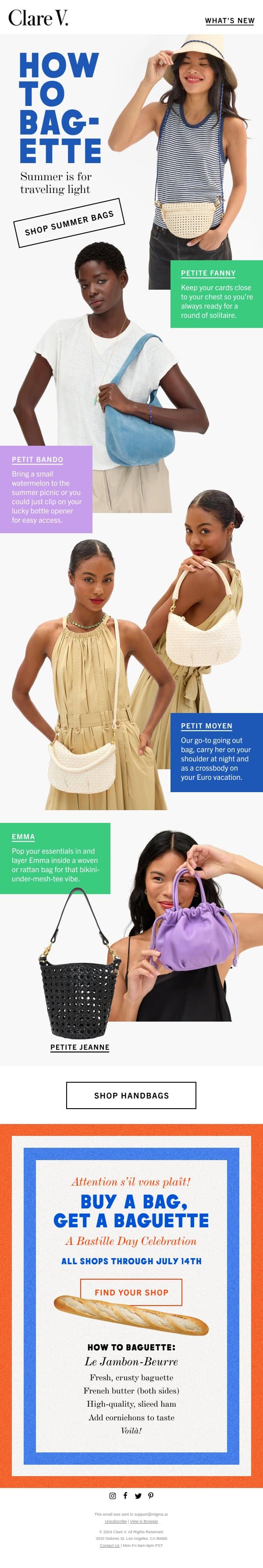 How to Bag-ette email from Clare V. screenshot