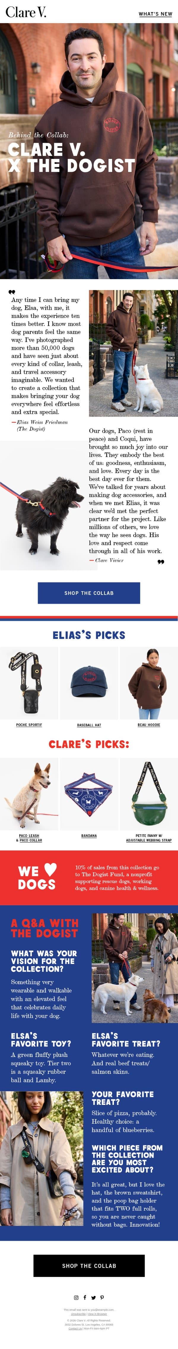 Behind the Collab: Clare V. x The Dogist email from Clare V. screenshot