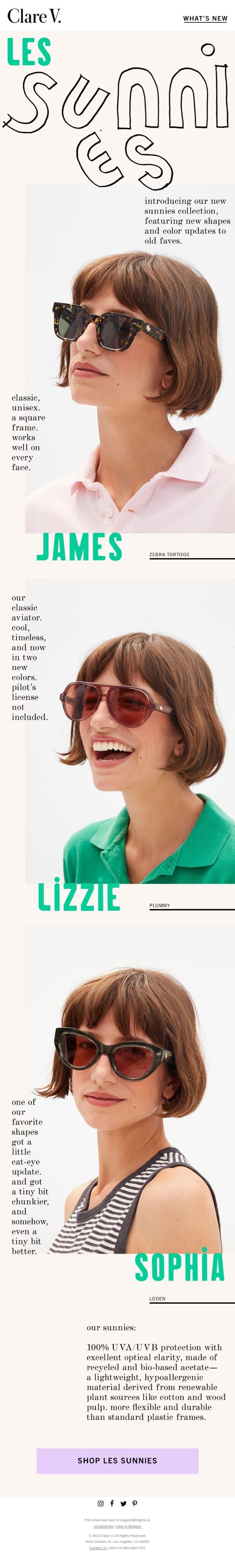 New Sunnies email from Clare V. screenshot