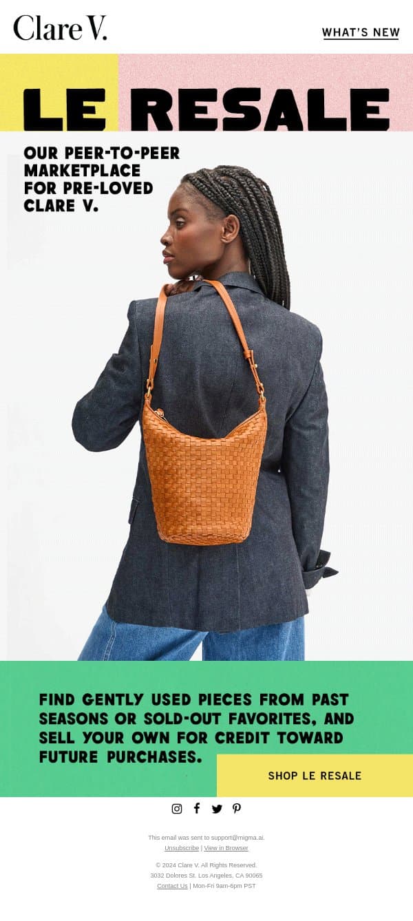 Le Resale email from Clare V. screenshot