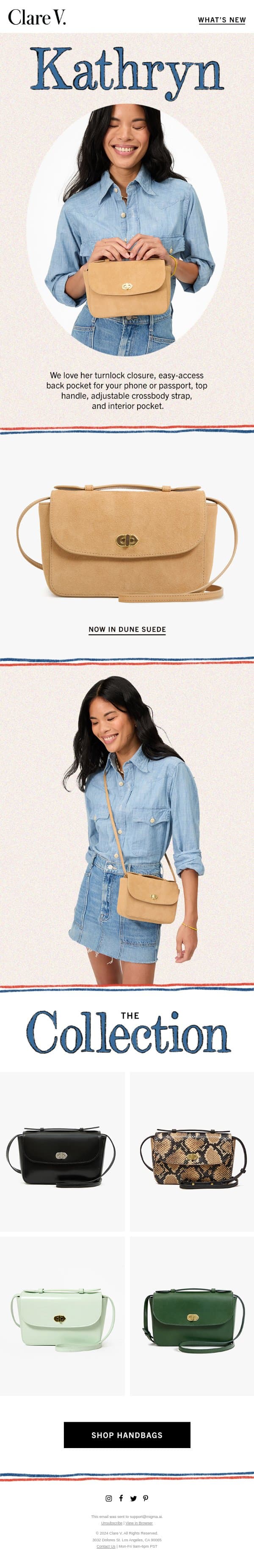 The Clare V. Team's Go-To Crossbody email from Clare V. screenshot