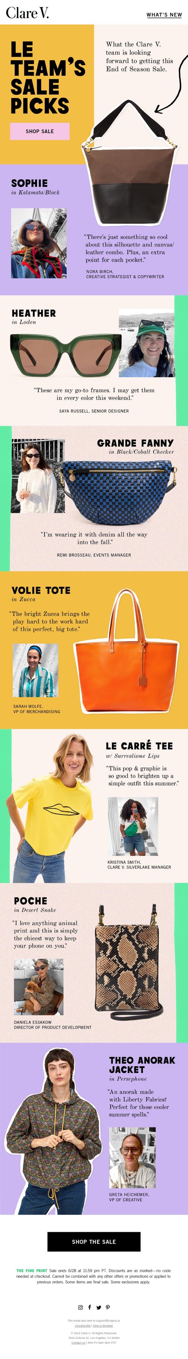 Our Favorites On Sale email from Clare V. screenshot