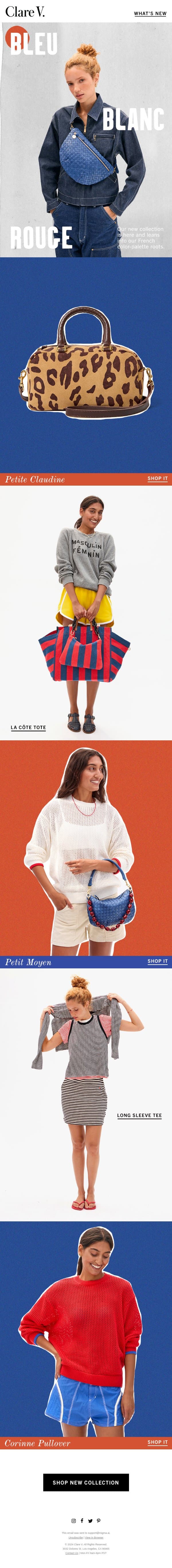The New Collection is Here email from Clare V. screenshot