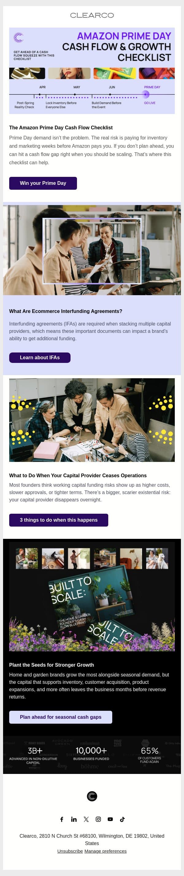 How to Avoid the Payout Gap that Stalls Growth email from Clearco screenshot