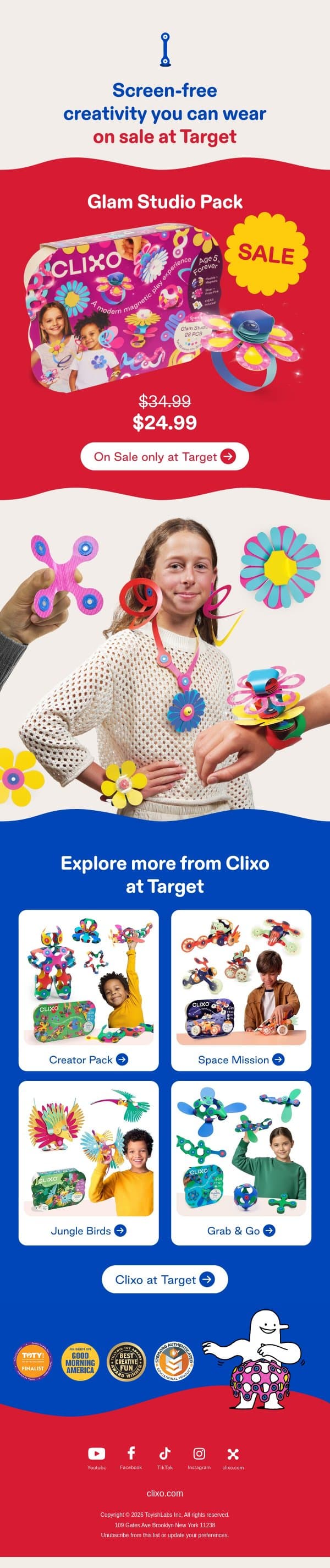 Clixo is on sale at Target 🎯 email from Clixo screenshot