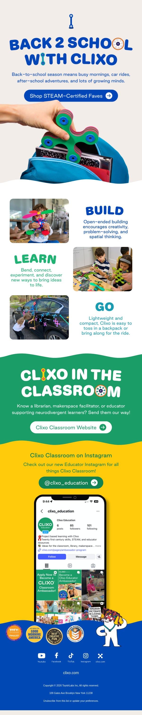 Back 2 School With Clixo 🎒 email from Clixo screenshot