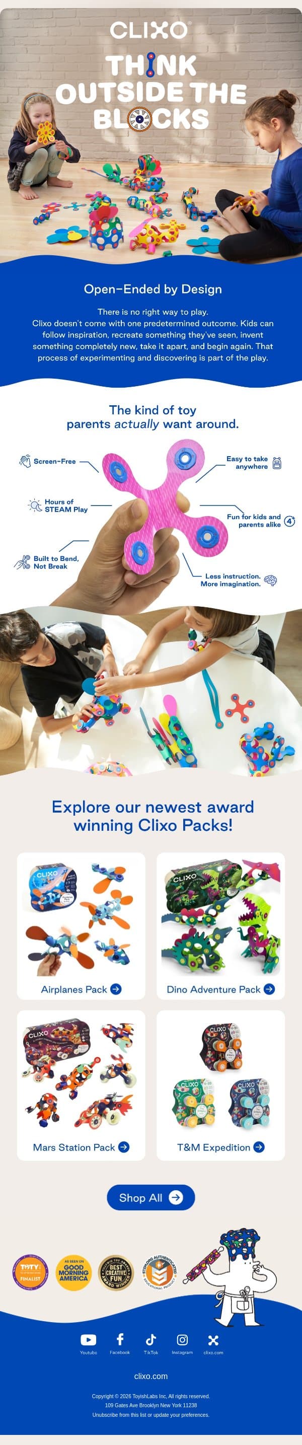 The kind of toy parents actually want around 💙 email from Clixo screenshot