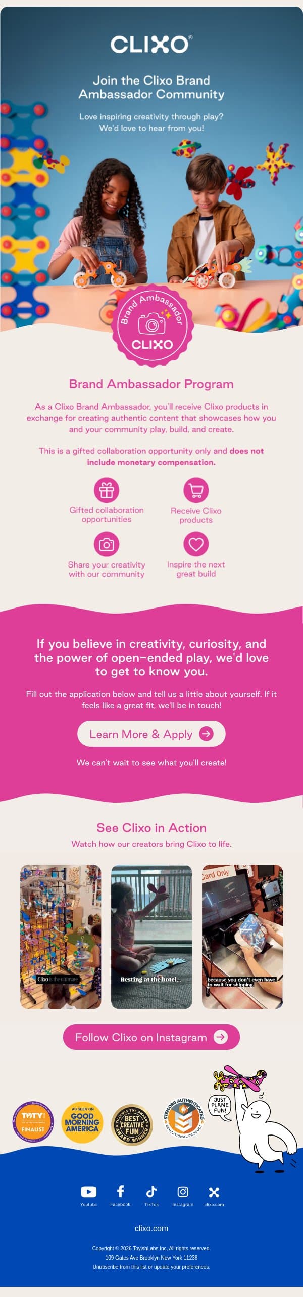 Join the Clixo Creator Community ✨ email from Clixo screenshot