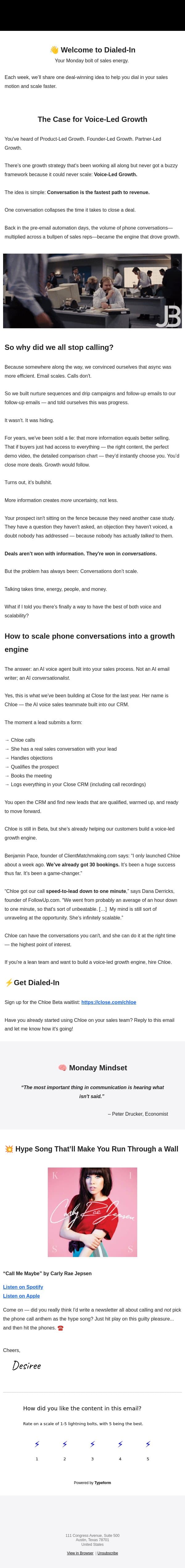 The Case for Voice-Led Growth 🎙️ email from Close screenshot