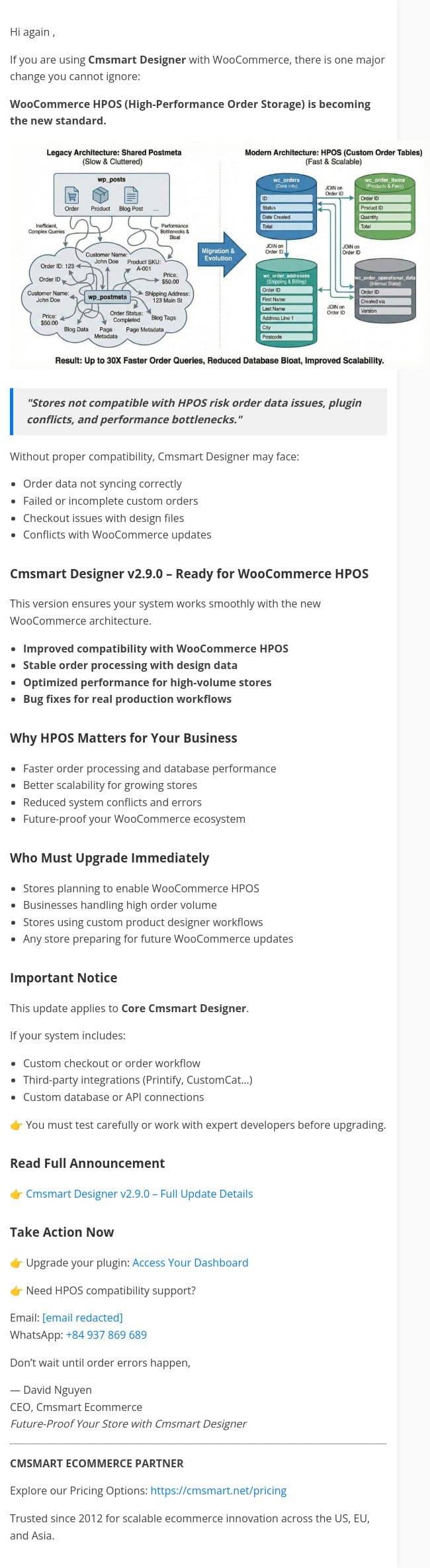 Cmsmart Designer v2.9.0 – Ready for WooCommerce HPOS email from CMSMART screenshot