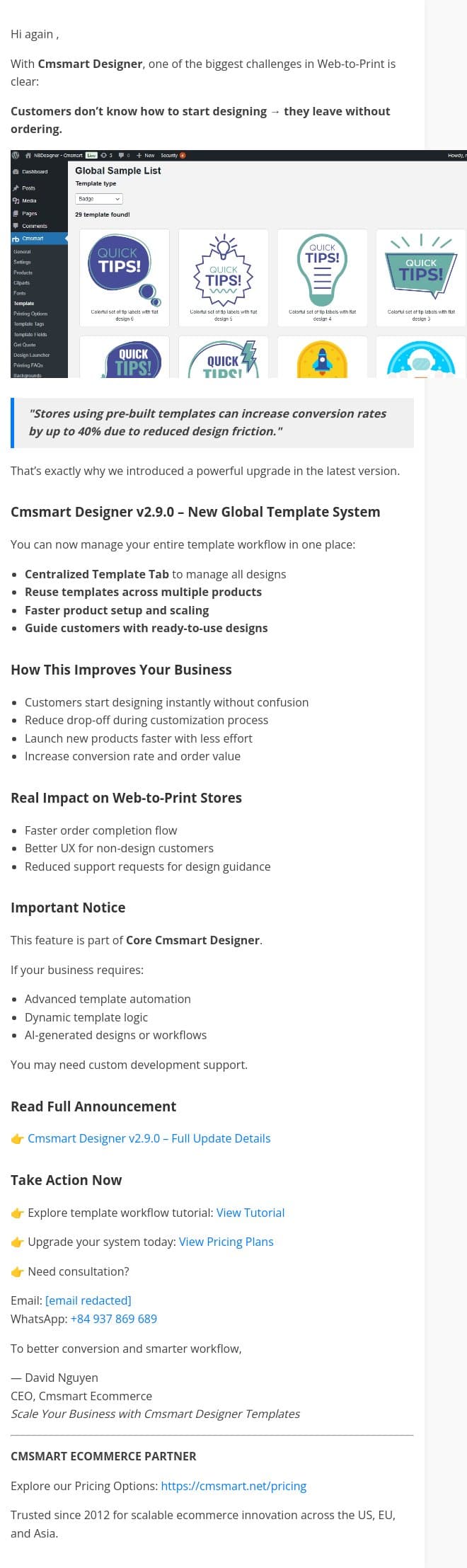 Cmsmart Designer v2.9.0 – Turn templates into a conversion engine email from CMSMART screenshot
