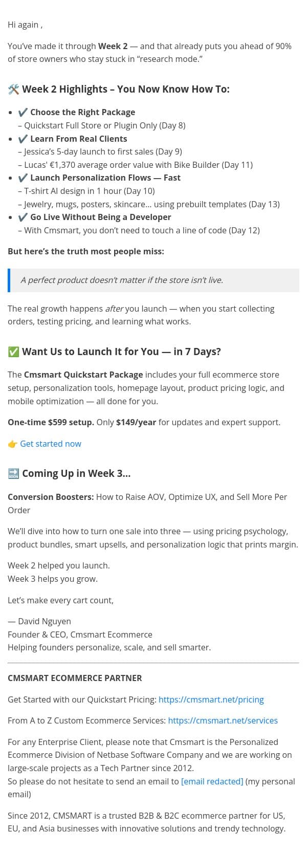📩 Day 14 – Launch Checklist: Don’t Go Live Without This email from CMSMART screenshot