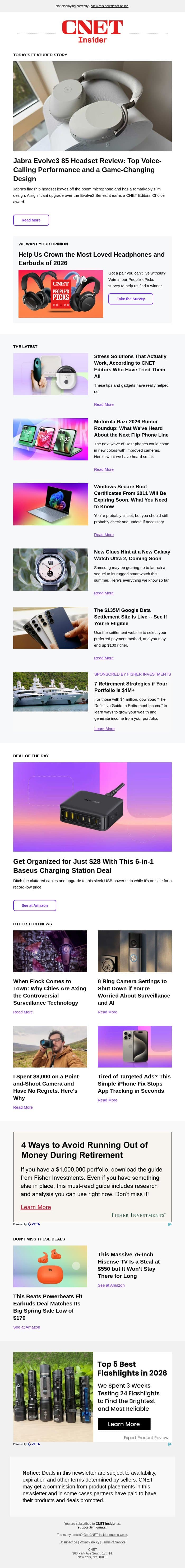 Jabra Evolve3 85: Top Performance, Game-Changing Design email from CNET screenshot