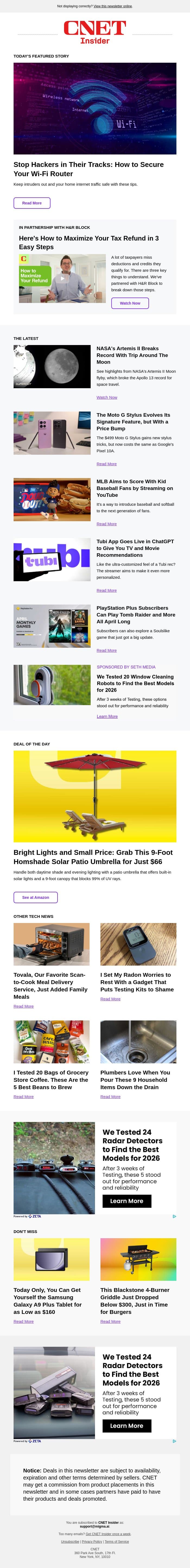 Secure Your Wi-Fi Router to Stop Hackers in Their Tracks email from CNET screenshot