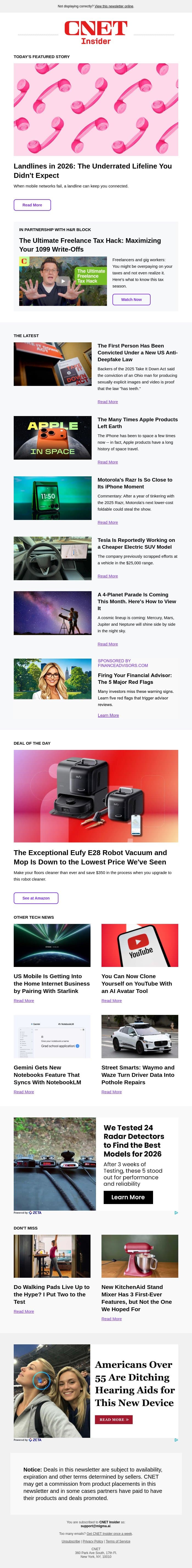 Landlines Are the Underrated Lifeline You Didn't Expect email from CNET screenshot