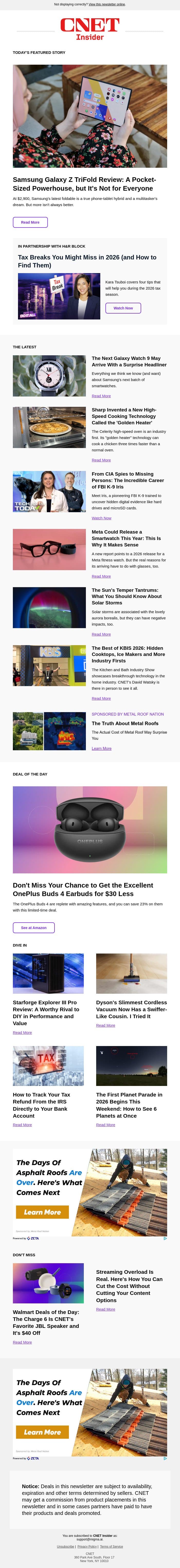 Samsung Galaxy Z TriFold Is a Powerhouse, but It's Not for Everyone email from CNET screenshot