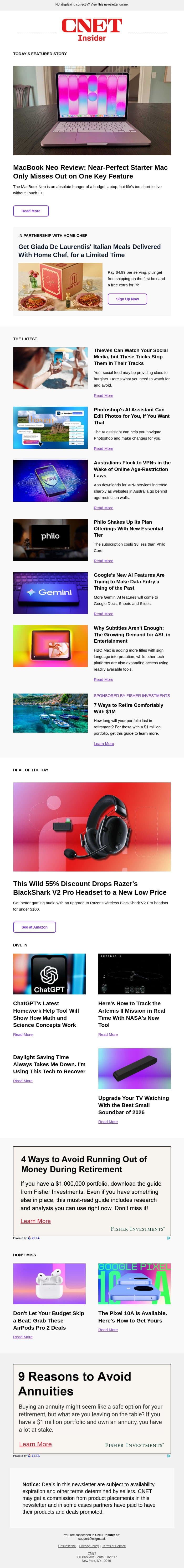 The Near-Perfect MacBook Neo Is Missing This Key Feature email from CNET screenshot