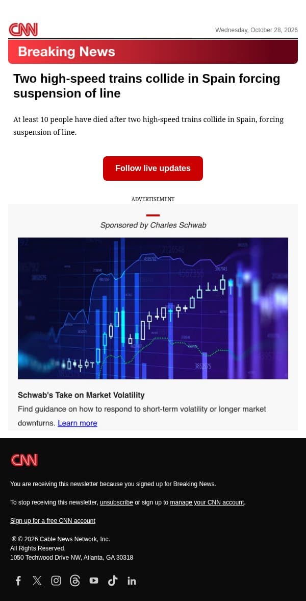 Two high-speed trains collide in Spain forcing suspension of line email from CNN screenshot