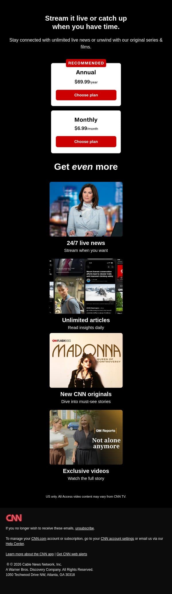 Get updated on today’s biggest stories. email from CNN screenshot