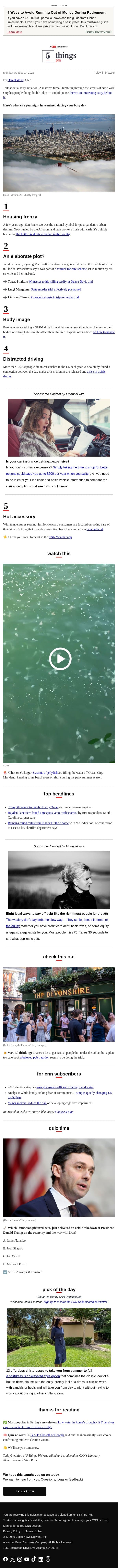 Housing frenzy, distracted driving, hot accessory email from CNN screenshot