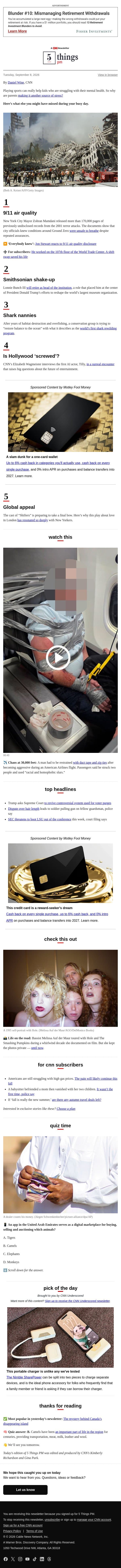 9/11 air quality, Smithsonian shake-up, shark nannies email from CNN screenshot