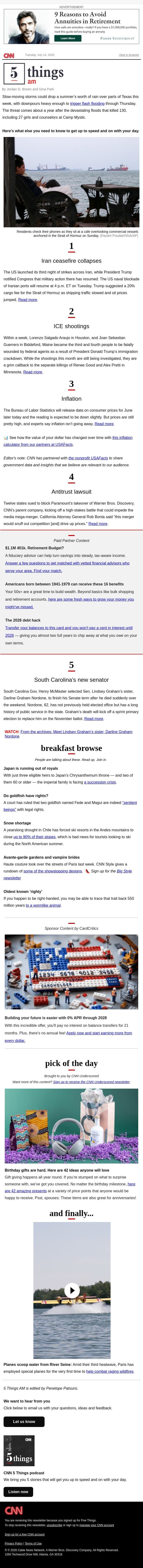 Iran ceasefire collapses as US launches more strikes email from CNN screenshot