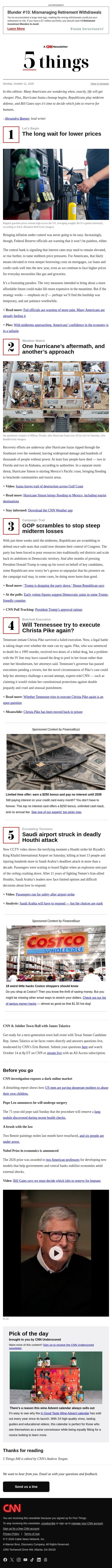 The painful wait for lower prices email from CNN screenshot