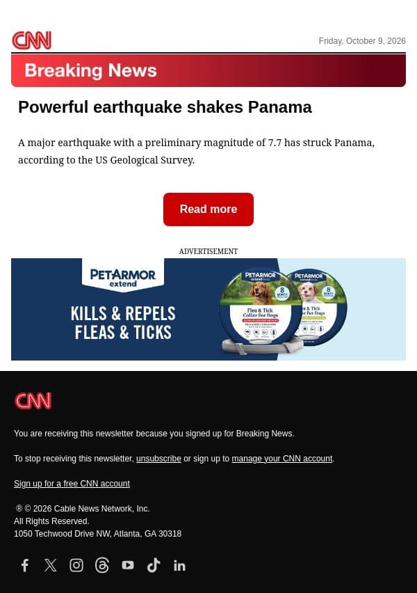 Powerful earthquake shakes Panama email from CNN screenshot