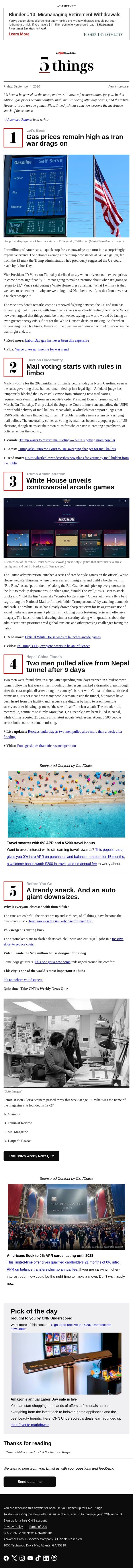 Americans are waiting on cheaper gas email from CNN screenshot