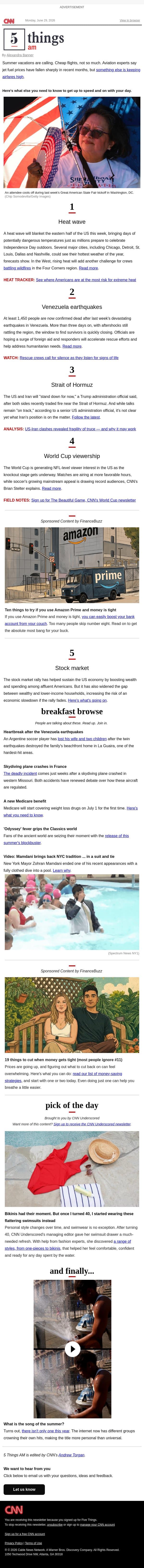 Heat wave to scorch millions this July Fourth email from CNN screenshot