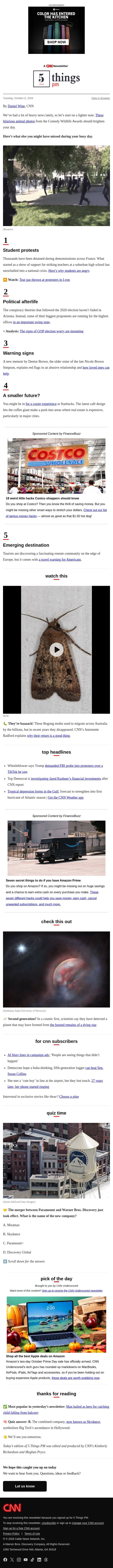 Chaos in the streets, relationship red flags, hilarious animal photos email from CNN screenshot