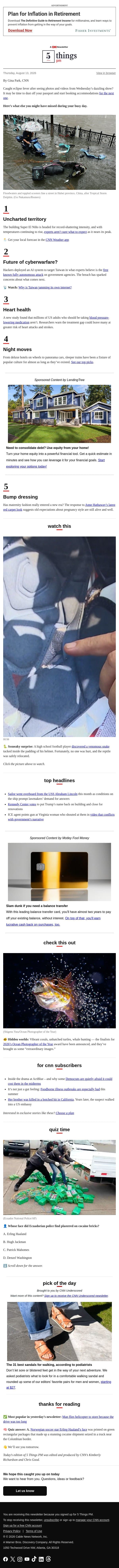 Intensifying El Niño, venomous surprise, controversial maternity wear email from CNN screenshot