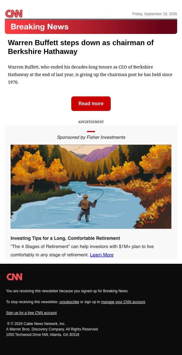 Warren Buffett steps down as chairman of Berkshire Hathaway email from CNN screenshot