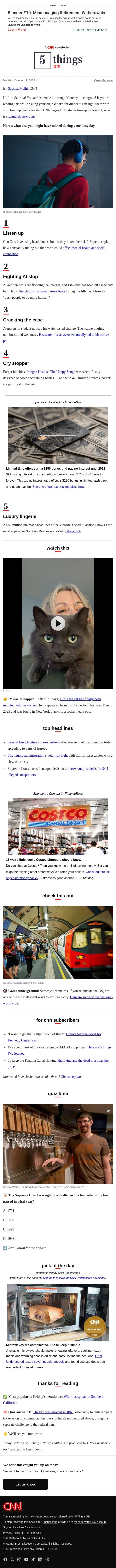 Rethinking your headphones, best subway systems, a $50 million bra email from CNN screenshot