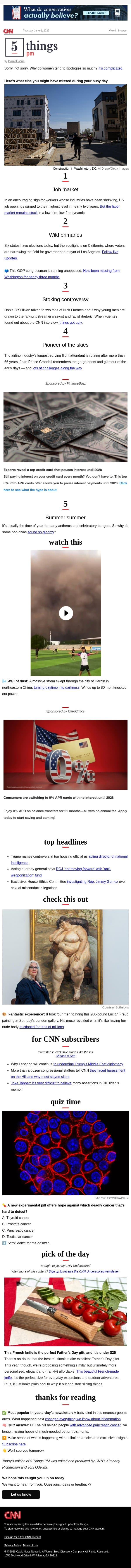 Jittery job market, wild primaries, bummer summer email from CNN screenshot