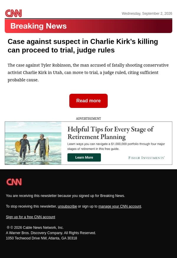 Case against suspect in Charlie Kirk’s killing can proceed to trial, judge rules email from CNN screenshot