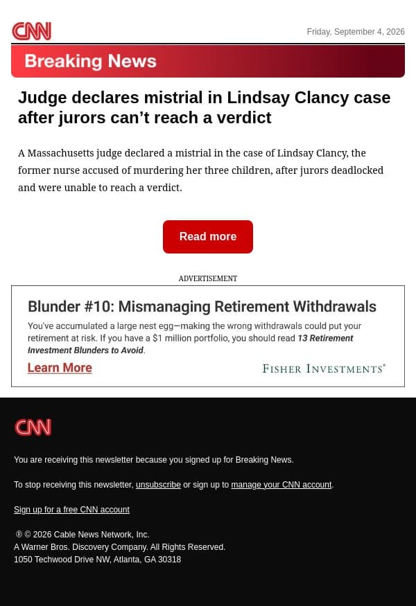 Judge declares mistrial in Lindsay Clancy case after jurors can’t reach a verdict email from CNN screenshot