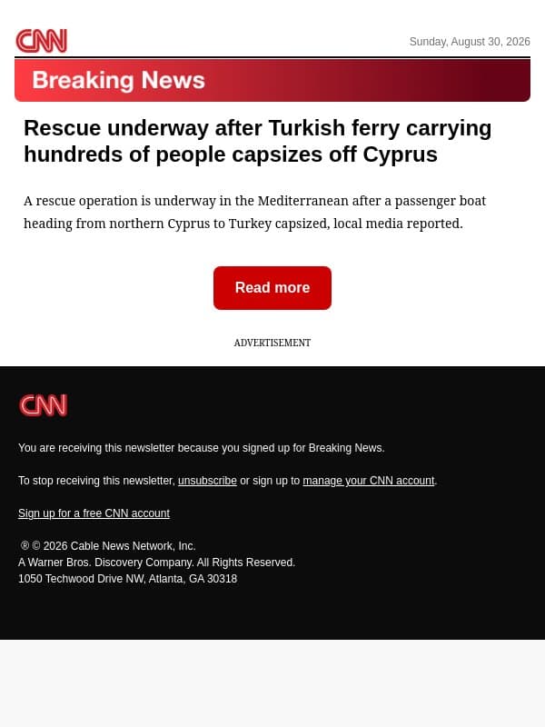Rescue underway after Turkish ferry carrying hundreds of people capsizes off Cyprus email from CNN screenshot