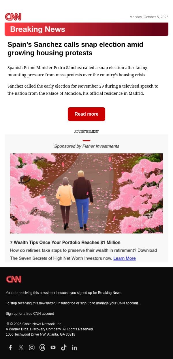 Spain’s Sanchez calls snap election amid growing housing protests email from CNN screenshot