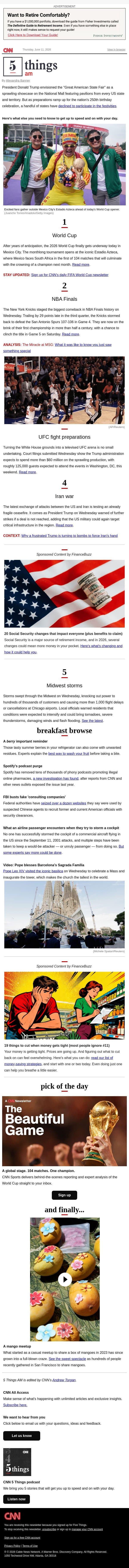 World Cup opening day is here email from CNN screenshot