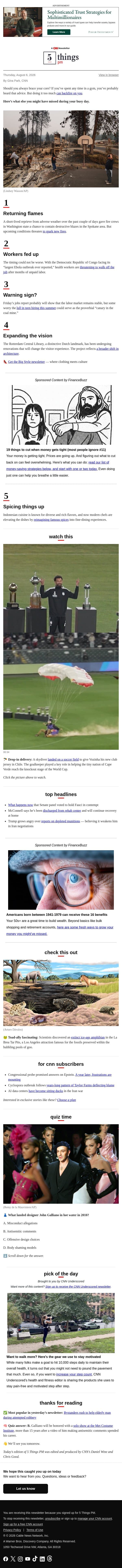 Returning flames, fed-up health workers, skydiver’s delivery email from CNN screenshot