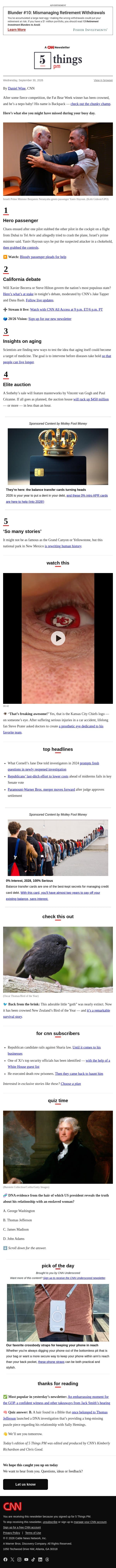Hero passenger, insights on aging, king of the bears email from CNN screenshot