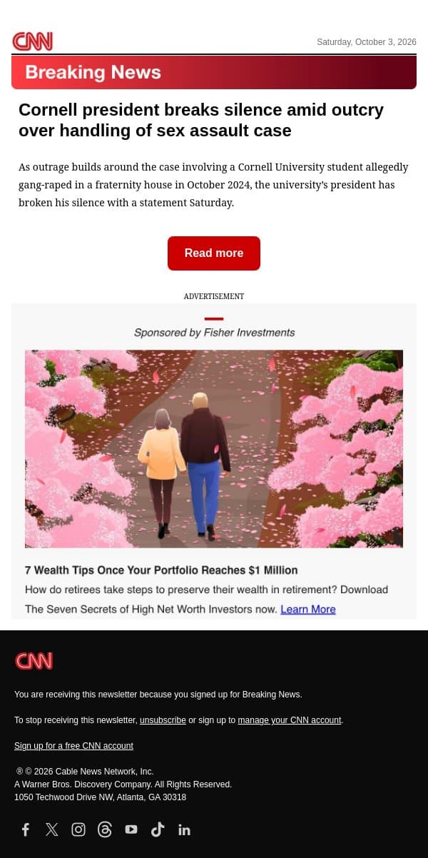 Cornell president breaks silence amid outcry over handling of sex assault case email from CNN screenshot