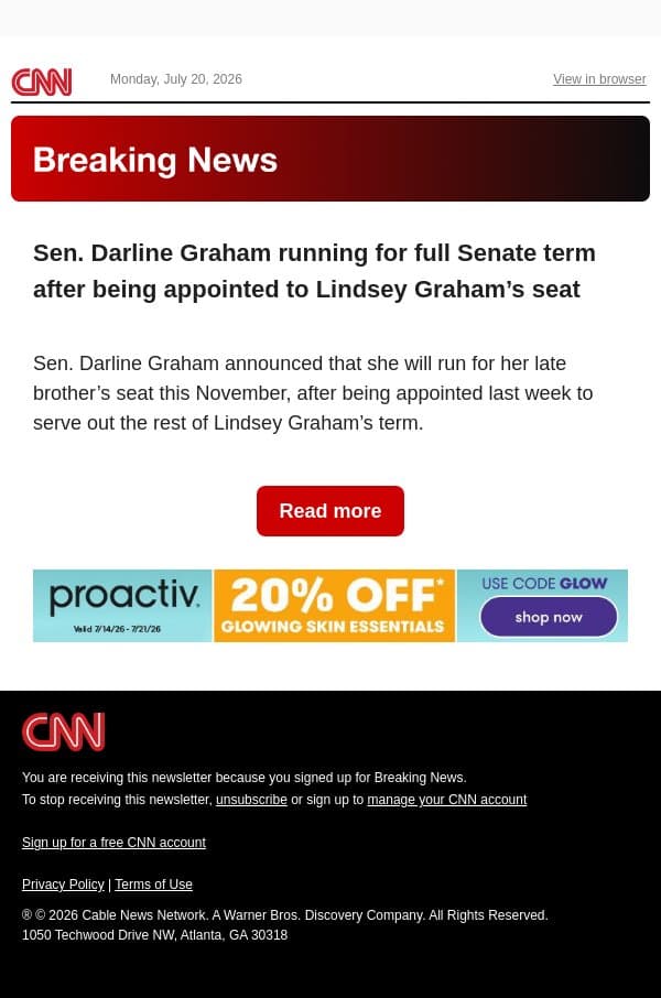 Sen. Darline Graham running for full Senate term after being appointed to Lindsey Graham’s seat email from CNN screenshot