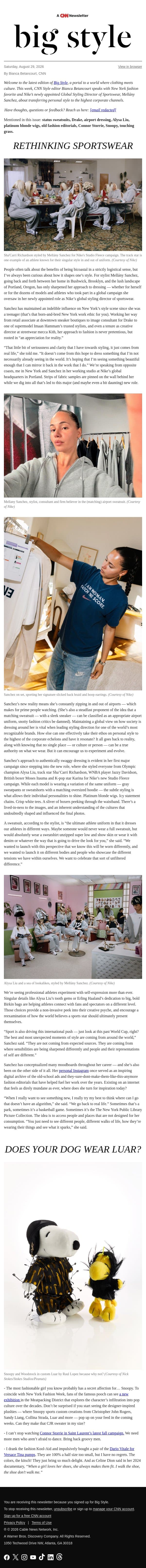 The Best Style Advice? Go Touch Grass. email from CNN screenshot