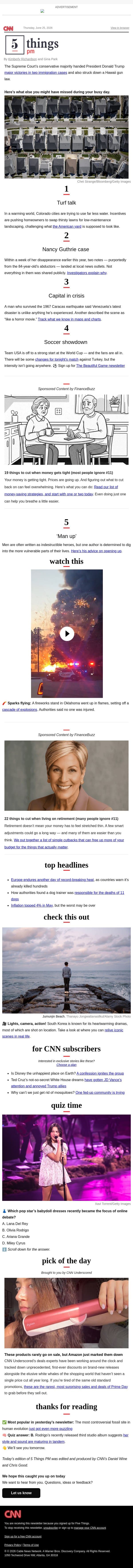 Unquenchable lawns, immigration rulings, soccer showdown email from CNN screenshot