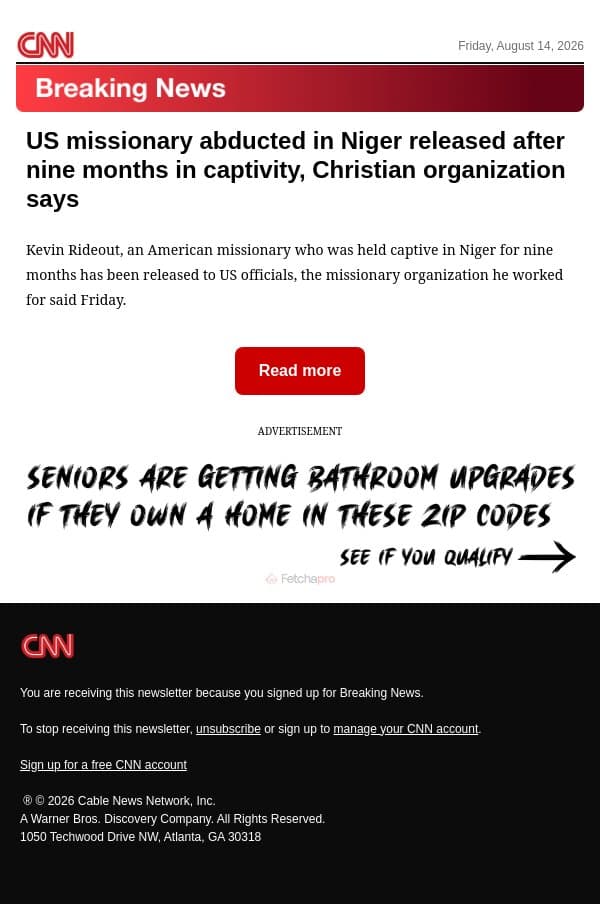 US missionary abducted in Niger released after nine months in captivity, Christian organization says email from CNN screenshot