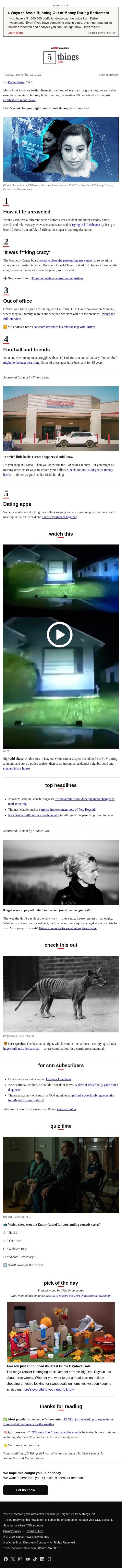 A life unraveled, Kennedy Center chaos, new dating apps email from CNN screenshot