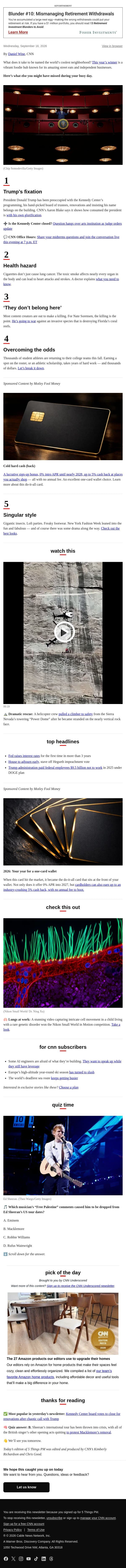 Trump’s fixation, invasive species, world’s coolest neighborhood email from CNN screenshot